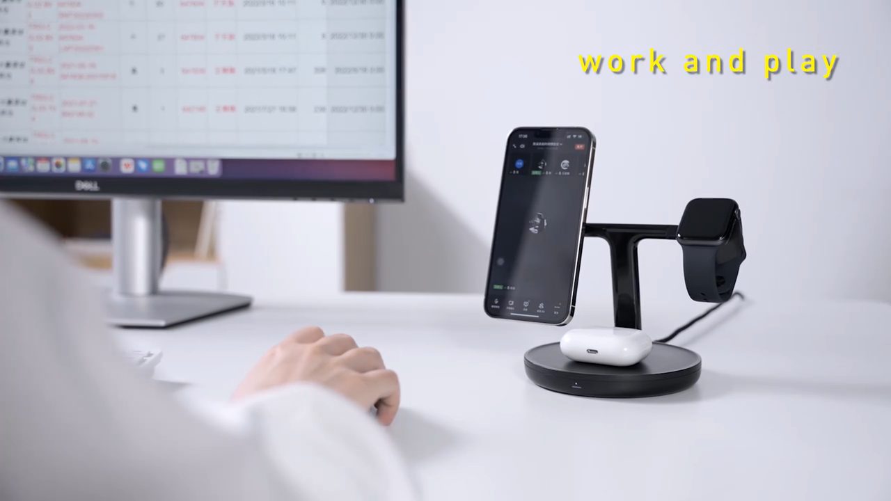 [SG] Baseus Swan 3-in-1 Wireless Magnetic Charger Charging Station Bracket 20W Black Universal version (USB to Type-C 3A 1m cable included)