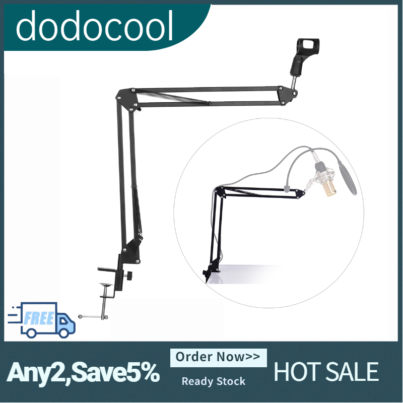 【FBL Local delivery??】dodocool Adjustable Microphone Stand Suspension Boom Scissor Arm Mic Bracket Metal Material with Microphone Holder for Studio Recording Live Video Broadcasting Online Singing
