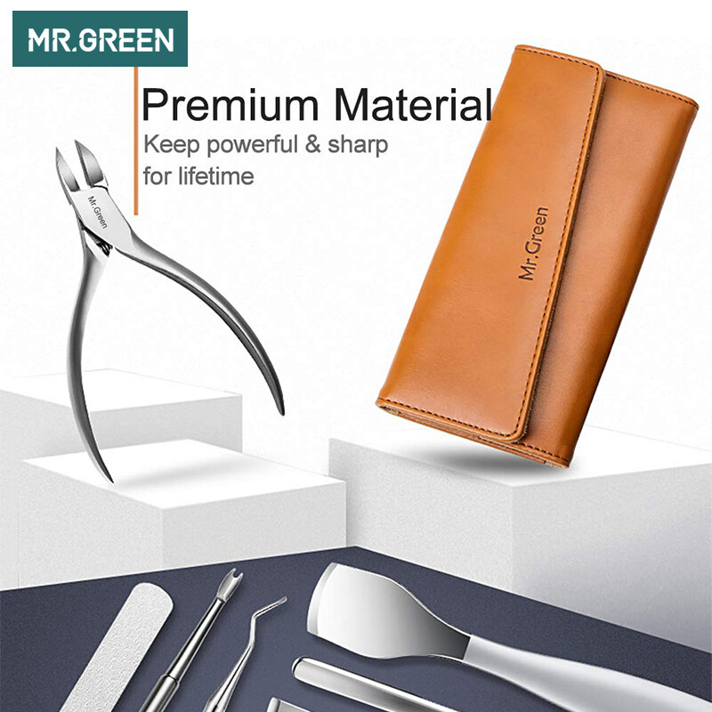 MR.GREEN Ingrown Toenail Tools Kit Professional Manicure Pedicure Set Stainless Steel Toe Nail Clippers Set with Gift Box Leather Travel Case