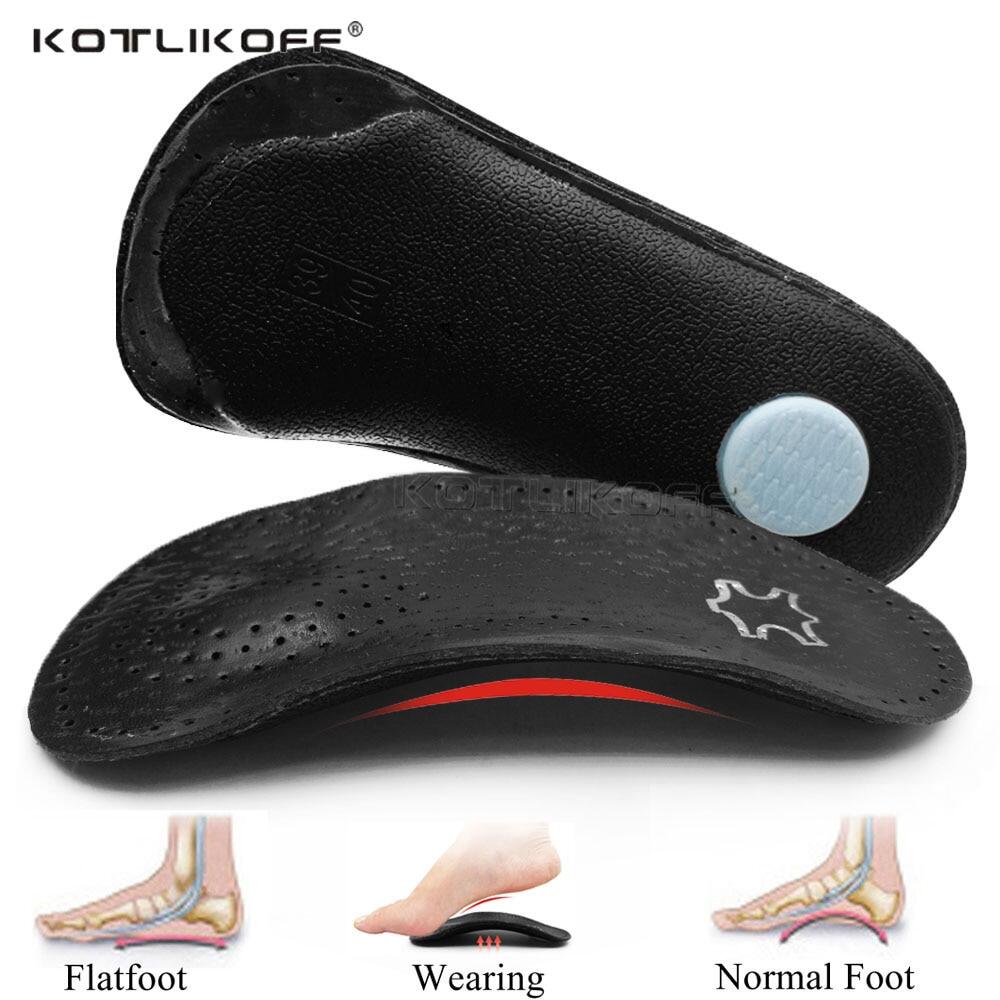 KOTLIKOFF Leather Orthotic Insoles orthopedic Flat Feet Heel Pain Arch Support For Man Woman Business Shoe insoles sole Insert