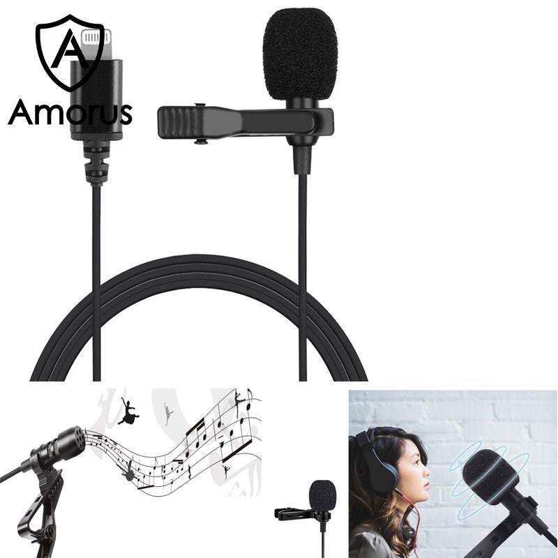 Amorus Mini Karaoke Record Lavalier Lapel Microphone 2m for iPhone iPad etc.