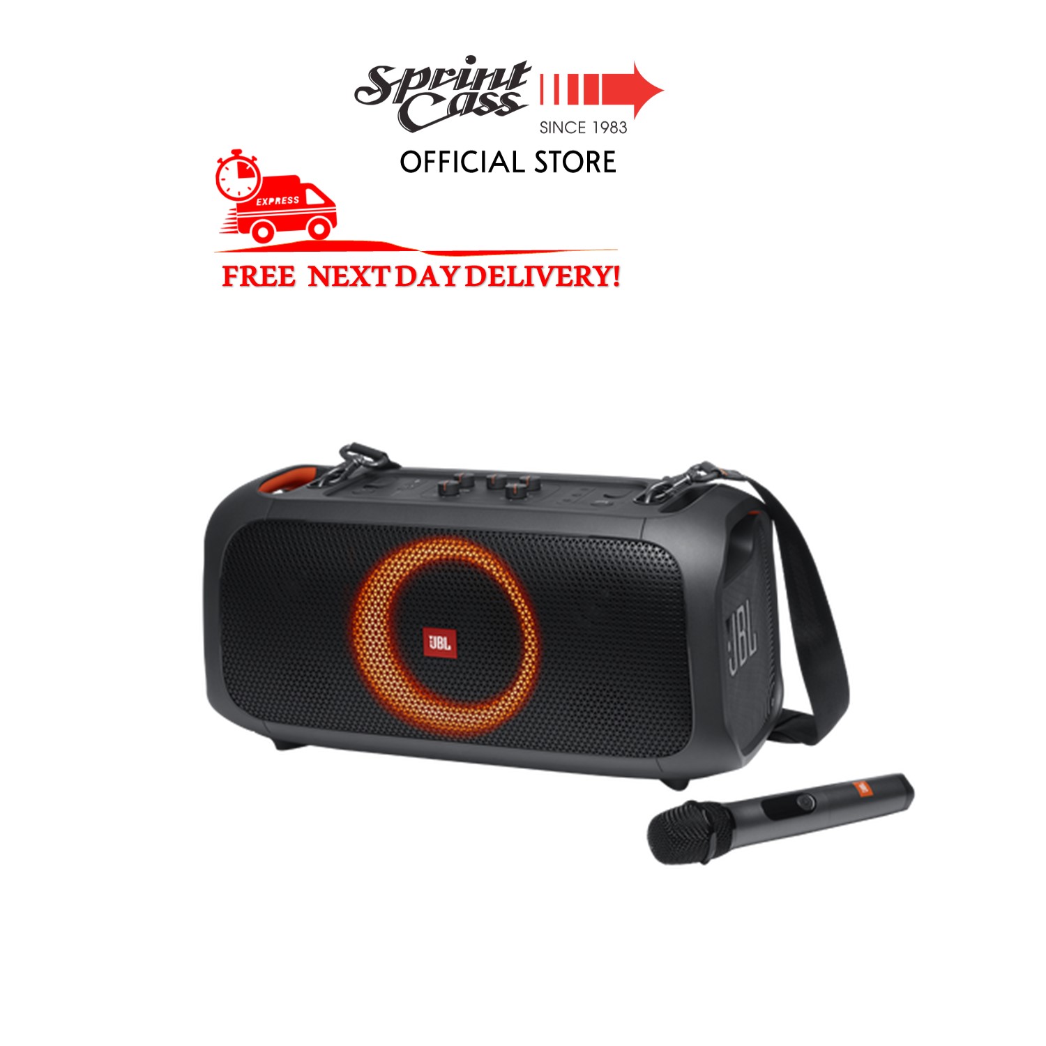 (NEXT DAY DELIVERY) JBL Partybox On The Go - Portable Party Speaker with Built-in Lights and Wireless Mic